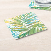 熱帯シュロの葉 スクエアペーパーコースター (アングル)