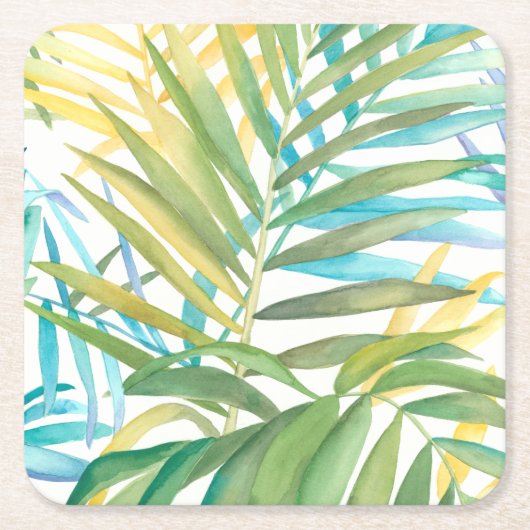 熱帯シュロの葉 スクエアペーパーコースター (正面)