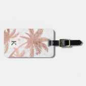 熱帯シンプルバラ金ゴールドヤシの木の白い大理石。 ラゲッジタグ (正面横)