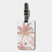 熱帯シンプルバラ金ゴールドヤシの木の白い大理石。 ラゲッジタグ (正面縦)