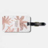 熱帯シンプルバラ金ゴールドヤシの木の白い大理石。 ラゲッジタグ (裏面横)