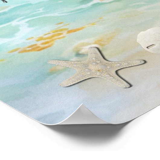 熱帯シーサイド結婚のヒトデの砂ドル ポスター (角)