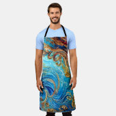 熱帯シースケープビーチ海波 エプロン (着用した状態)