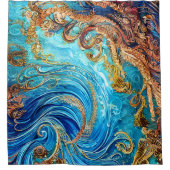 熱帯シースケープビーチ海波 シャワーカーテン (正面)