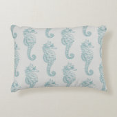 熱帯シーホース、シーホースパターン – ブルーグレー アクセントクッション (正面)