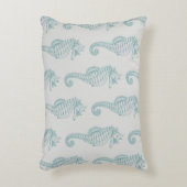 熱帯シーホース、シーホースパターン – ブルーグレー アクセントクッション (正面(垂直))