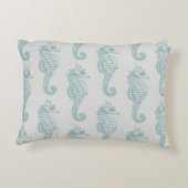 熱帯シーホース、シーホースパターン – ブルーグレー アクセントクッション (裏面)