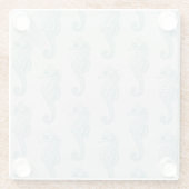 熱帯シーホース、シーホースパターン – ブルーグレー ガラスコースター (裏面)