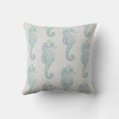 熱帯シーホース、シーホースパターン – ブルーグレー クッション (裏面)