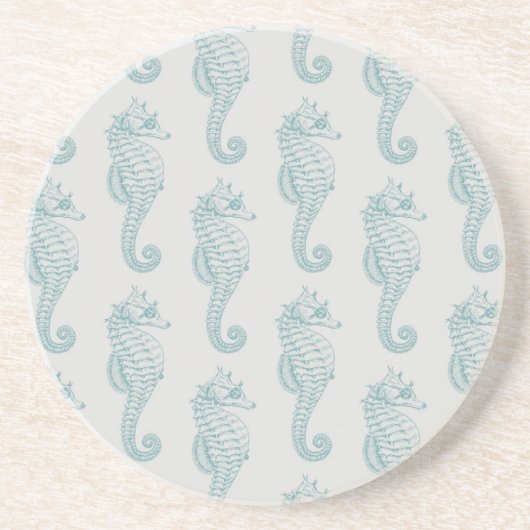 熱帯シーホース、シーホースパターン – ブルーグレー コースター (正面)