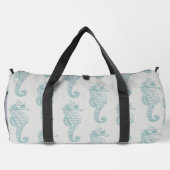 熱帯シーホース、シーホースパターン – ブルーグレー ダッフルバッグ (裏面)
