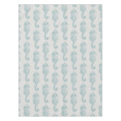 熱帯シーホース、シーホースパターン – ブルーグレー テーブルクロス (正面)