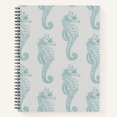 熱帯シーホース、シーホースパターン – ブルーグレー ノートブック (正面)