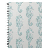 熱帯シーホース、シーホースパターン – ブルーグレー ノートブック (正面)