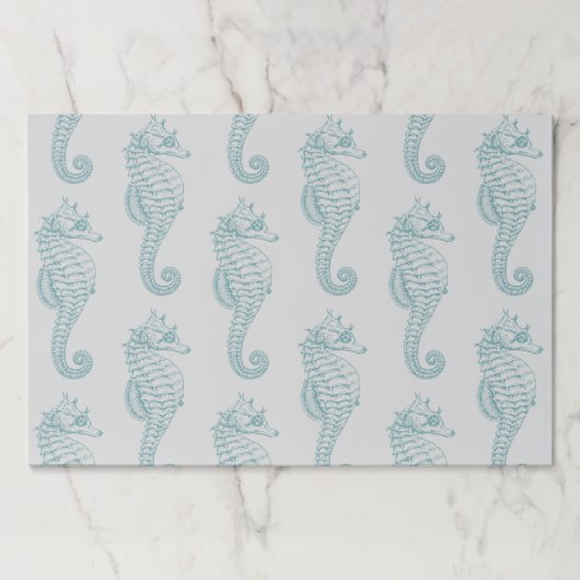 熱帯シーホース、シーホースパターン – ブルーグレー ペーパーパッド (正面)