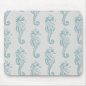 熱帯シーホース、シーホースパターン – ブルーグレー マウスパッド (正面)