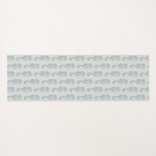 熱帯シーホース、シーホースパターン – ブルーグレー ヨガマット (裏面(横))