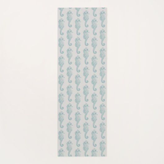 熱帯シーホース、シーホースパターン – ブルーグレー ヨガマット (裏面)