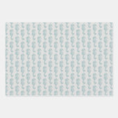 熱帯シーホース、シーホースパターン – ブルーグレー ラッピングペーパーシート (正面)