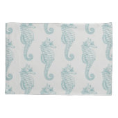 熱帯シーホース、シーホースパターン – ブルーグレー 枕カバー (裏面)