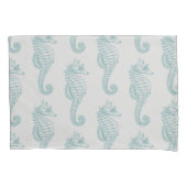 熱帯シーホース、シーホースパターン – ブルーグレー 枕カバー (正面)