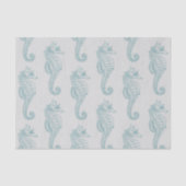 熱帯シーホース、シーホースパターン – ブルーグレー 薄葉紙 (正面)