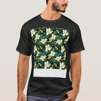 熱帯シームレスパターンハワイアンハイビスカスモンステ Tシャツ