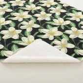 熱帯シームレスパターン白い花の緑の葉 シェルパブランケット (3/4)