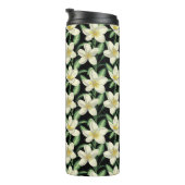 熱帯シームレスパターン白い花の緑の葉 タンブラー (回転右)