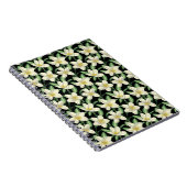 熱帯シームレスパターン白い花の緑の葉 ノートブック (右側)