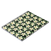 熱帯シームレスパターン白い花の緑の葉 ノートブック (左側)