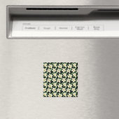 熱帯シームレスパターン白い花の緑の葉 マグネット (インサイチュ (食洗機))