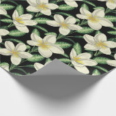 熱帯シームレスパターン白い花の緑の葉 ラッピングペーパー (角)