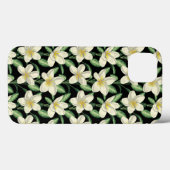 熱帯シームレスパターン白い花の緑の葉 Case-Mate iPhoneケース (裏面 (横))