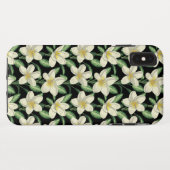 熱帯シームレスパターン白い花の緑の葉 Case-Mate iPhoneケース (裏面(横))