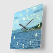 熱帯シーン スクエア壁時計 (傾斜)