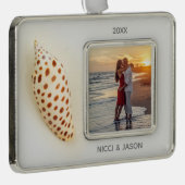 熱帯ジエレガントュノニアフロリダビーチシェル写真 シルバープレートフレームオーナメント (右)