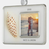 熱帯ジエレガントュノニアフロリダビーチシェル写真 シルバープレートフレームオーナメント (左)