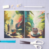 熱帯ジャワ州パラダイスのモーニングコーヒー 薄葉紙 (クラフト)