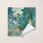 熱帯ジャングルに生息す絵画る野生生物 バスタオルセット (ウォッシュタオル)