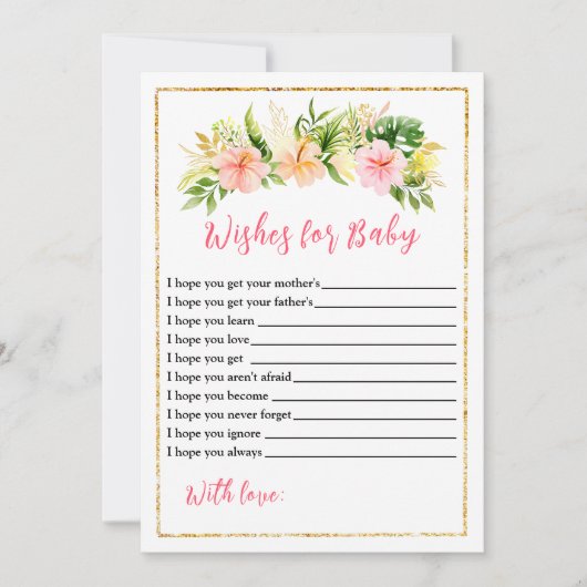 熱帯ジャングルのフローラ赤ちゃんシャワーがベビーを願う 招待状 (正面)