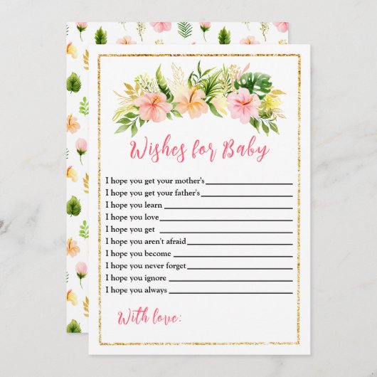 熱帯ジャングルのフローラ赤ちゃんシャワーがベビーを願う 招待状 (正面/裏面)