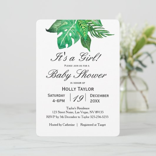 熱帯ジャングルのベビーシャワーの招待状を個人化して下さい 招待状 (スタンド正面)