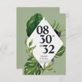 熱帯ジャングルのモダン葉の緑は日付を保存 (正面/裏面)