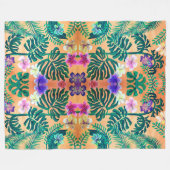 熱帯ジャングルの絵画 フリースブランケット (正面(横))