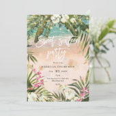 熱帯ジャングルの花柄ライトモダンな菓子16 招待状 (スタンド正面)