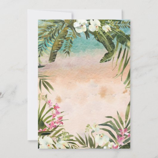 熱帯ジャングルの花柄ライトモダンな菓子16 招待状 (裏面)