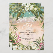 熱帯ジャングルの花柄ライトモダンな菓子16 招待状 (正面/裏面)