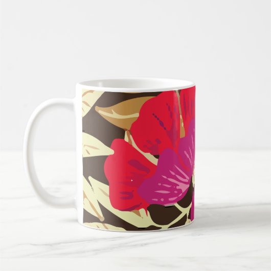 熱帯ジャングルの花葉の花 コーヒーマグカップ (左)