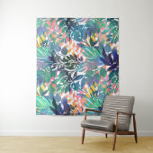 熱帯ジャングルの葉の水色の緑 タペストリー (インサイチュ)